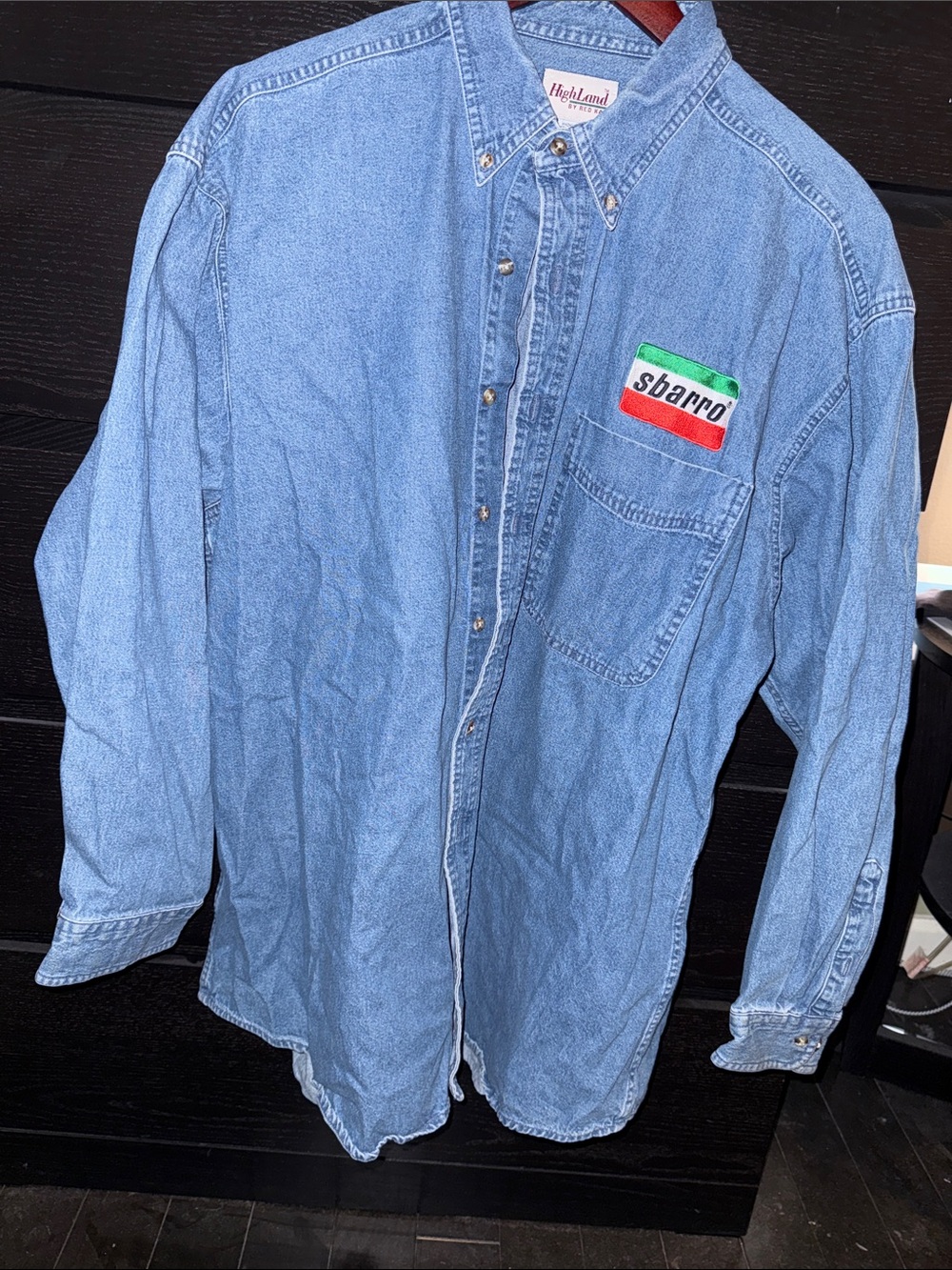 Denim Button-Down Shirt with embroidered Sbarro Patch - Light Blue XL-RG